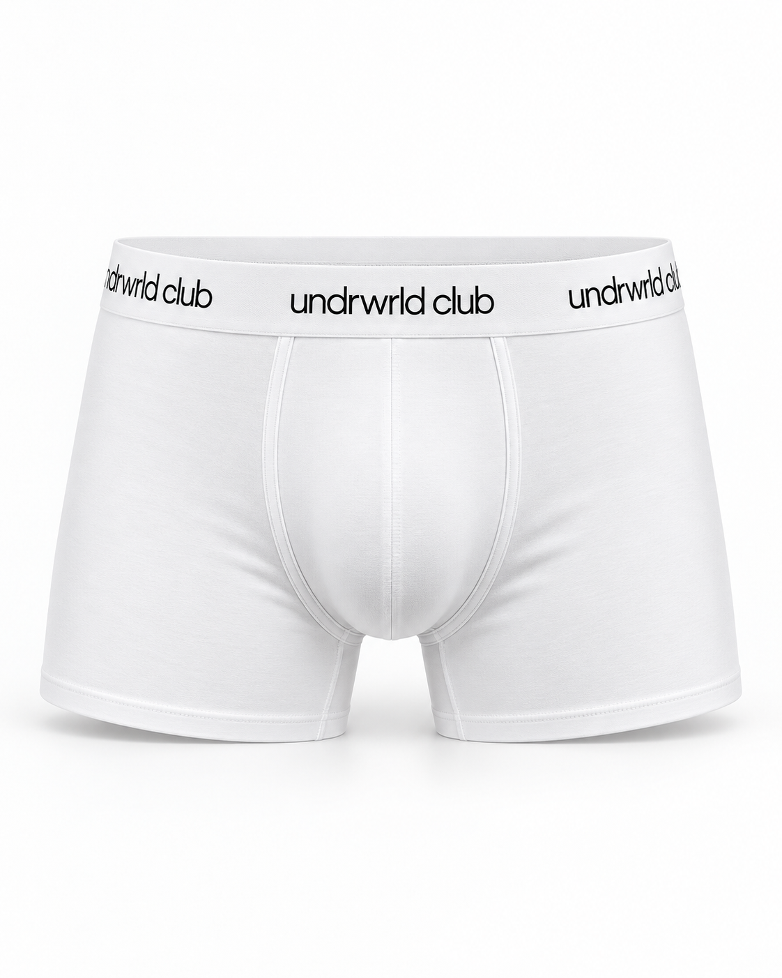 White undrwrld club boxer briefs shown from the front